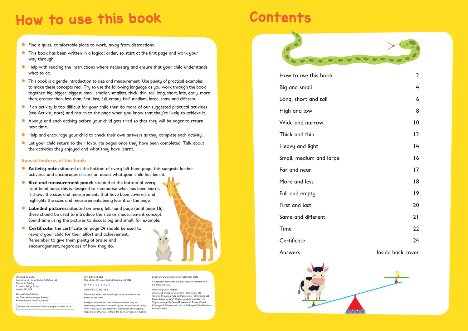 Collins Easy Learning Preschool - Size and Measurement Ages 3-5: Ideal for home learning