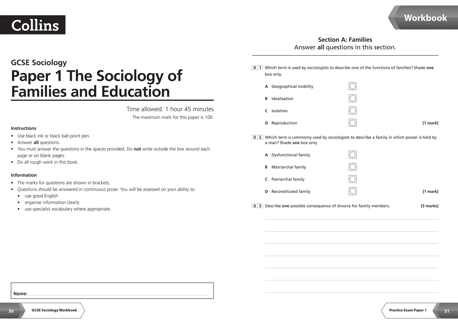 Collins GCSE Grade 9-1 Revision - AQA GCSE 9-1 Sociology Workbook: Ideal for the 2026 and 2027 exams (Second edition) - Image 4