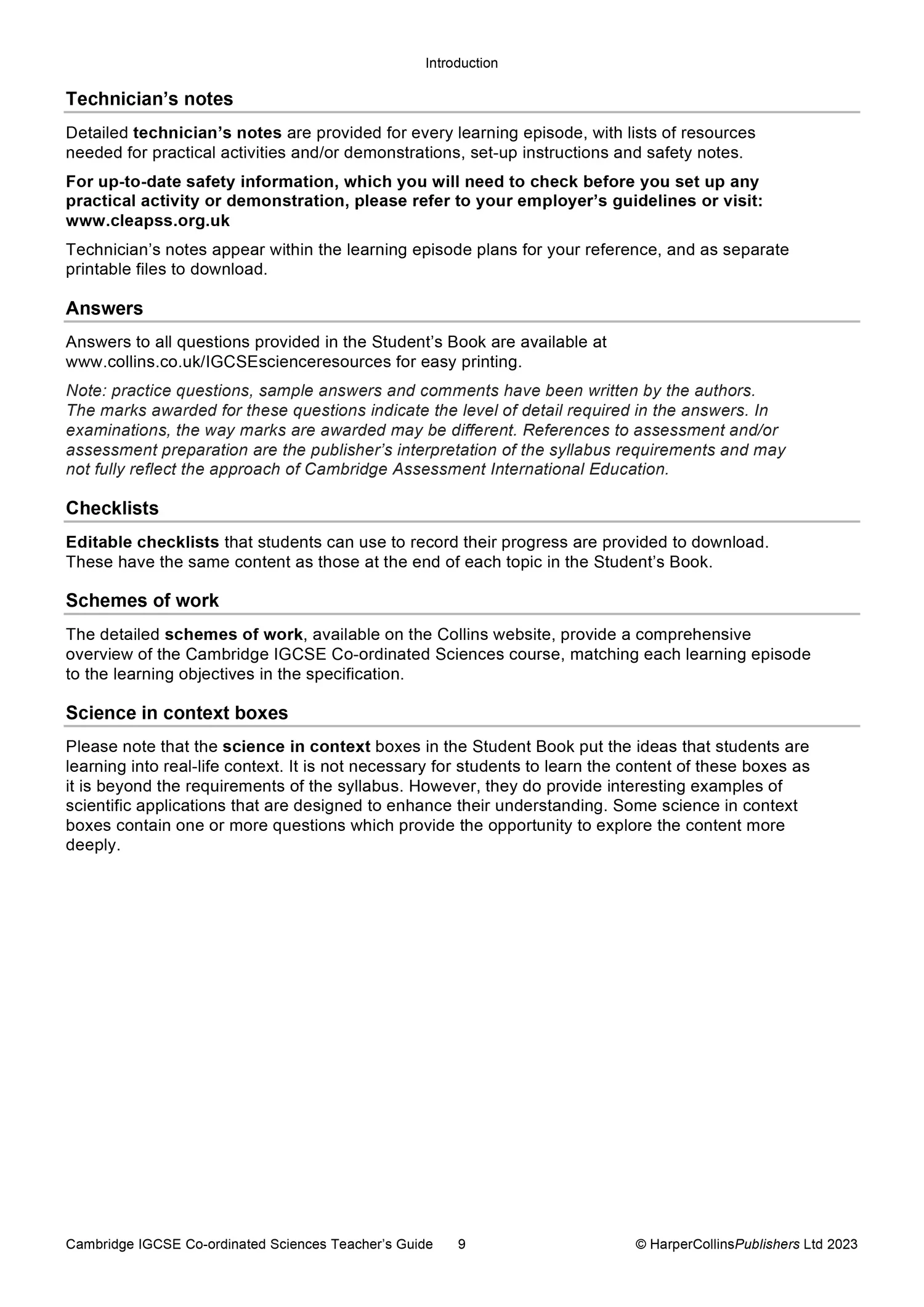 Collins Cambridge IGCSE™ - Cambridge IGCSE™ Co-ordinated Sciences Teacher Guide: (Second edition) - Image 10