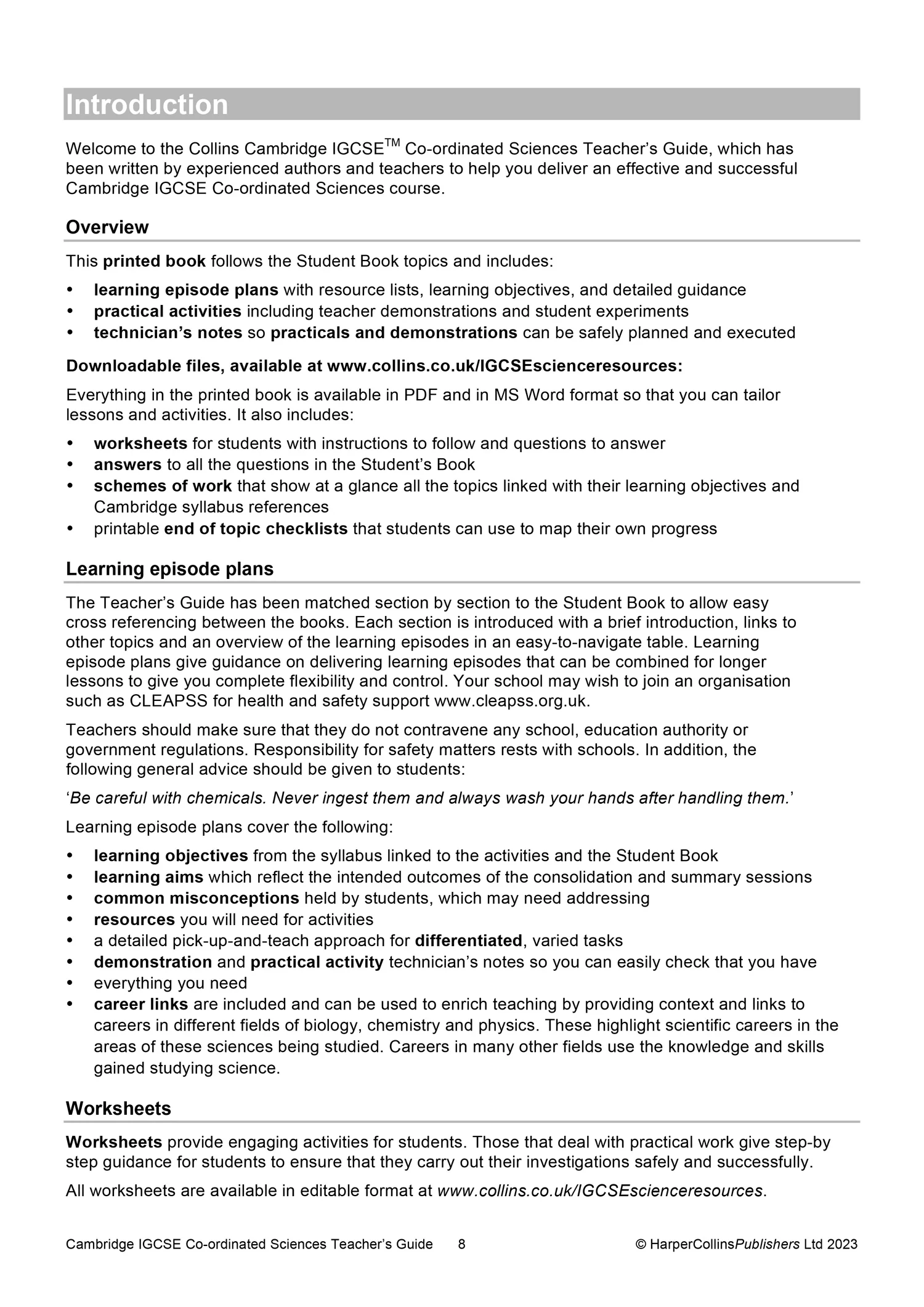 Collins Cambridge IGCSE™ - Cambridge IGCSE™ Co-ordinated Sciences Teacher Guide: (Second edition) - Image 9