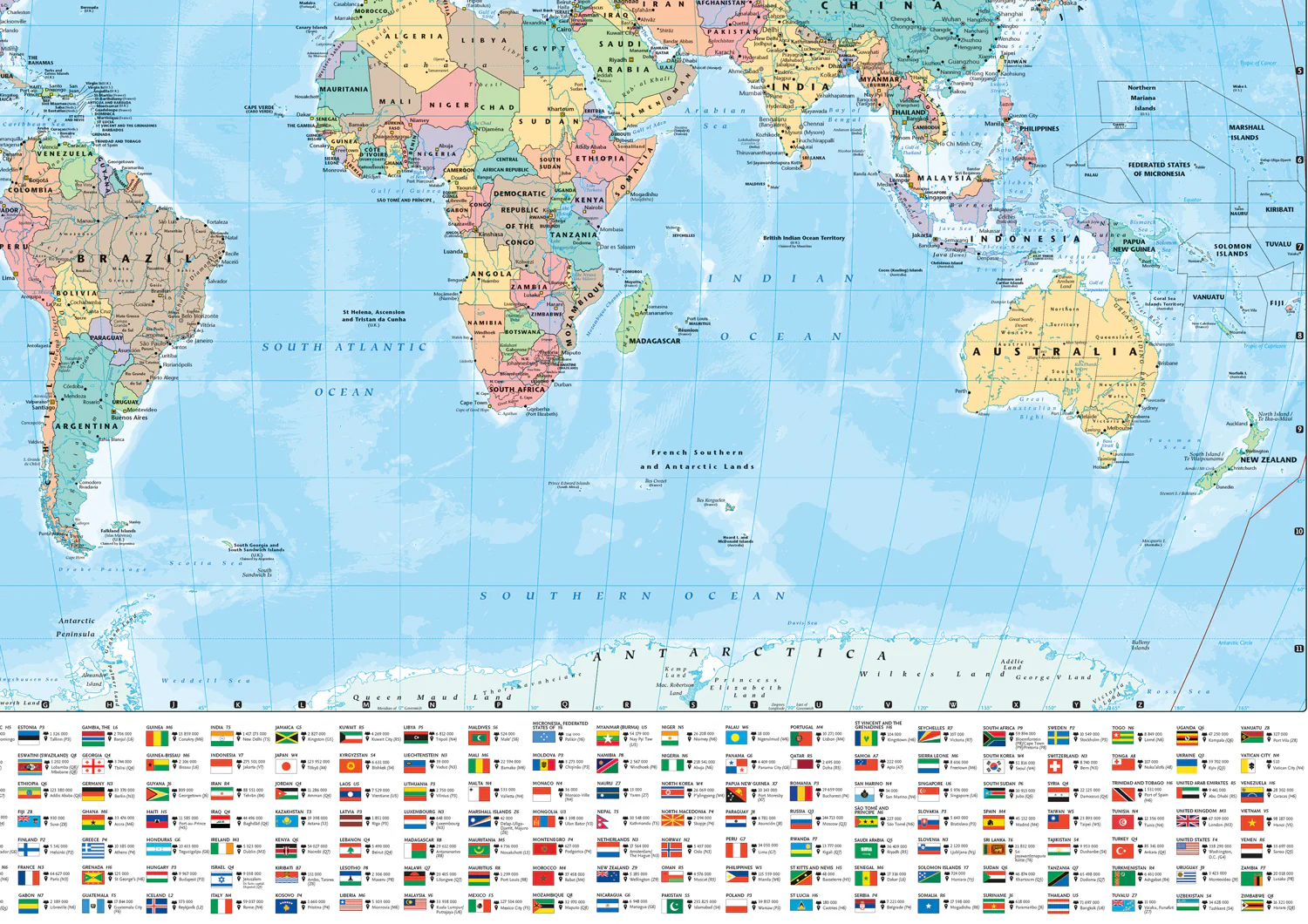 Collins Large World Wall Paper Map (70 x 91.5 cm): Paper map with flags, perfect for classroom, office and home - Image 3