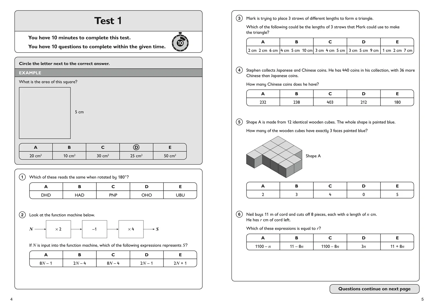 Collins 11+ Practice - 11+ Maths Quick Practice Tests Age 10-11 (Year 6) Set A: For the 2026 GL Assessment Tests - Image 3